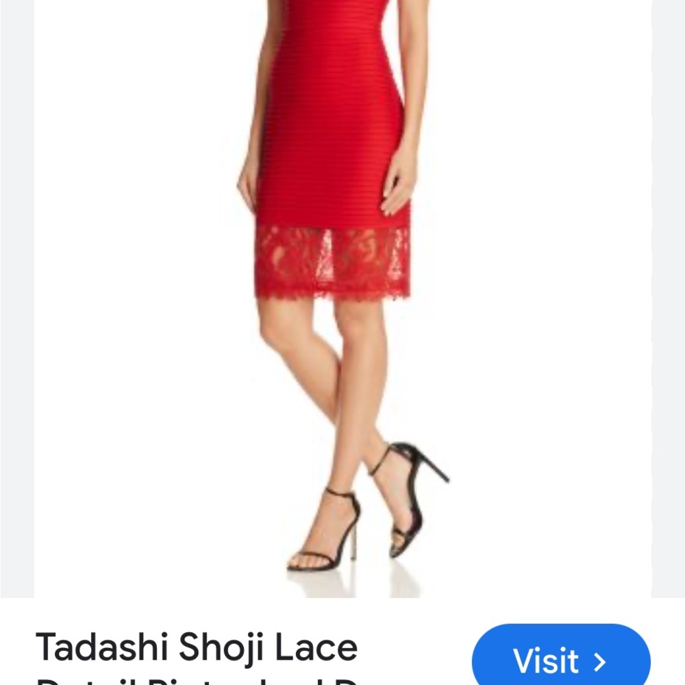 Tadashi Shoji Red Lace Detail Dress